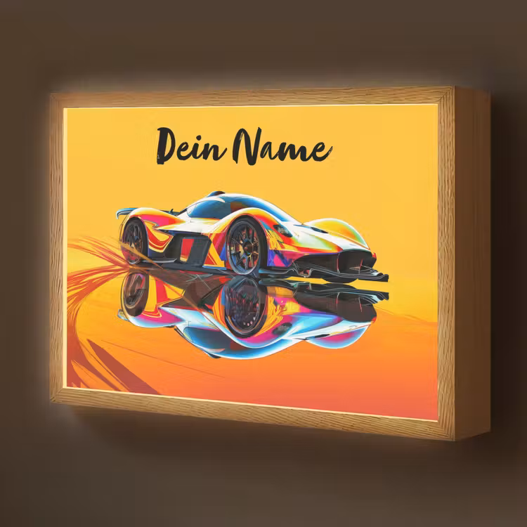 Auto - Race - F1 - Jongens - Geel - Rood Light Box met batterij (Wandlamp kind) middel -z3d_website