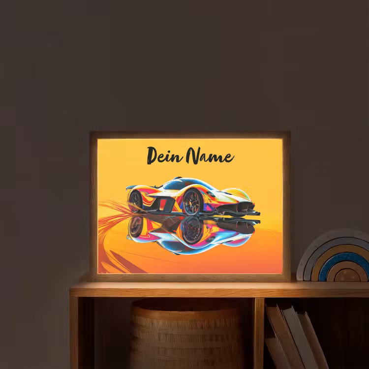 Auto - Race - F1 - Jongens - Geel - Rood Light Box met batterij (Wandlamp kind) middel -sfeer1_kind