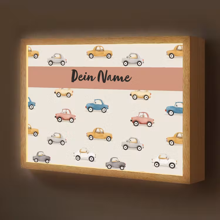 Auto's - Patroon - Kleurrijk Light Box met batterij (Wandlamp kind) middel -z3d_website