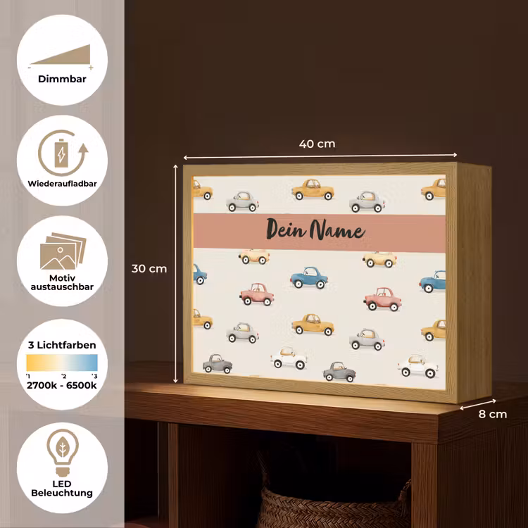 Auto's - Patroon - Kleurrijk Light Box met batterij (Wandlamp kind) middel -USP_websiteoverzichtDE