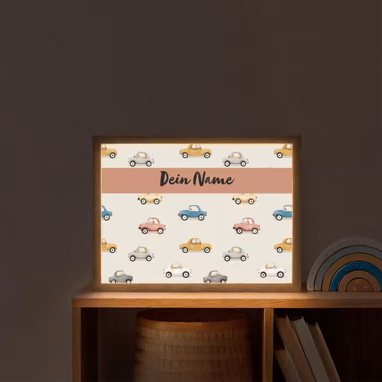 Auto's - Patroon - Kleurrijk Light Box met batterij (Wandlamp kind) middel -sfeer1_kind