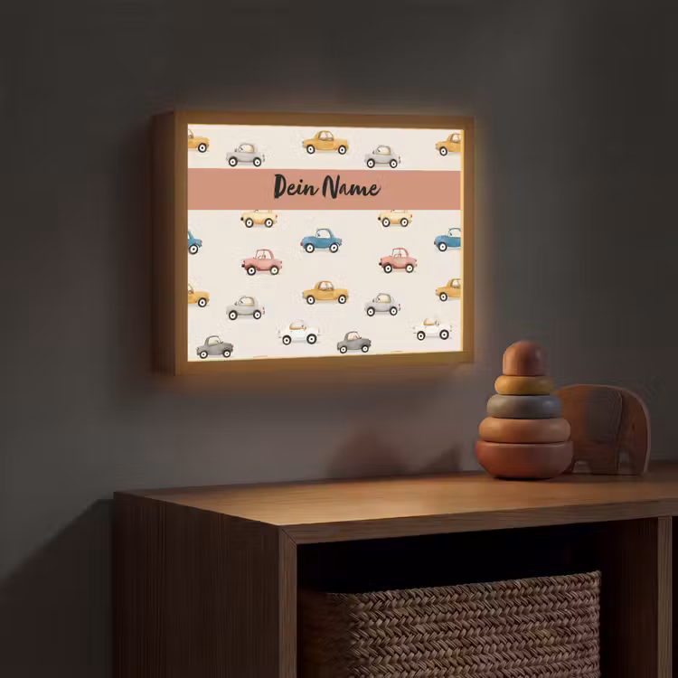 Auto's - Patroon - Kleurrijk Light Box met batterij (Wandlamp kind) middel -sfeer5_kind