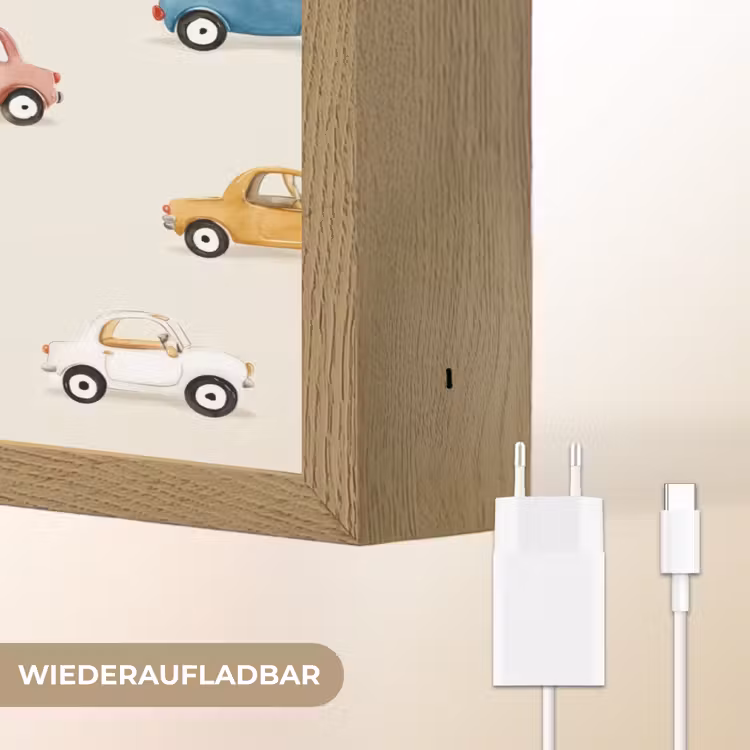 Auto's - Patroon - Kleurrijk Light Box met batterij (Wandlamp kind) middel -USP_websiteoplaadbaarDE