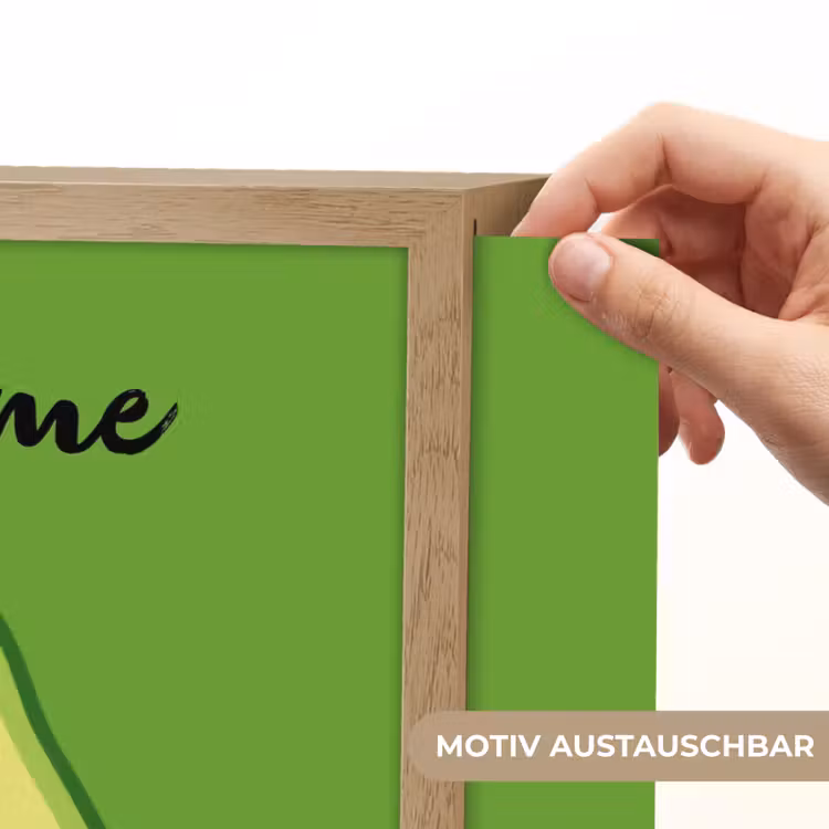 Avocado - Groen - Pit - Gezichtje Light Box met batterij (Wandlamp kind) middel -USP_websiteprintDE