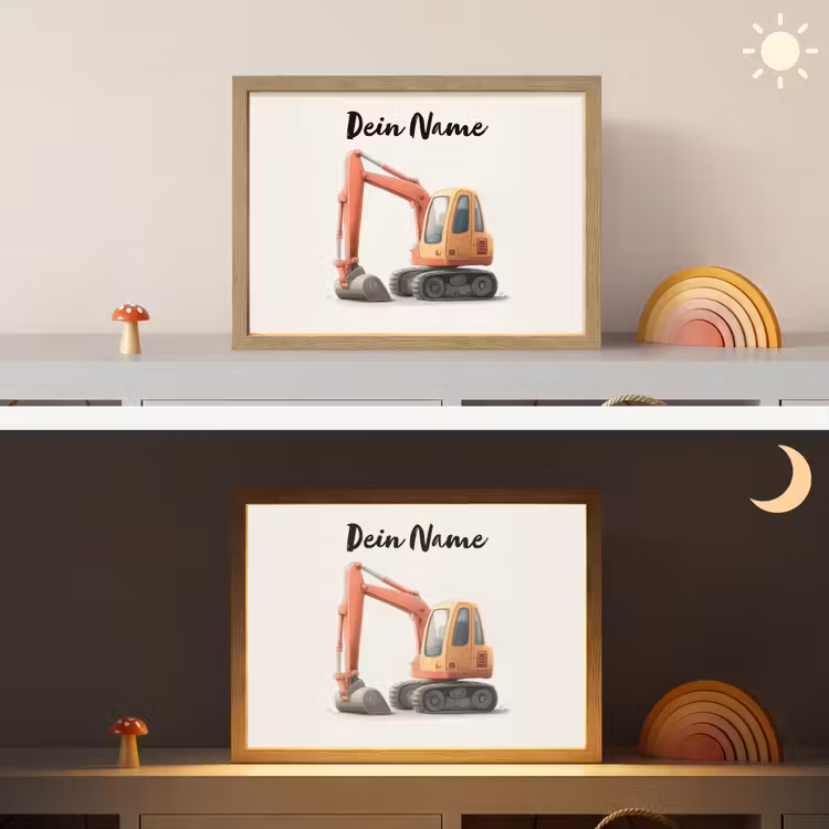 Graafmachine - Getekend - Oranje Light Box met batterij (Wandlamp kind) middel -sfeer3_kind