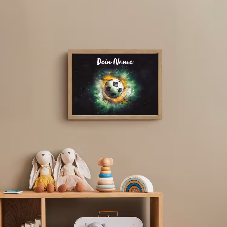 Bal - Voetbal - Groen - Oranje - Rook Light Box met batterij (Wandlamp kind) middel -sfeer2_kind