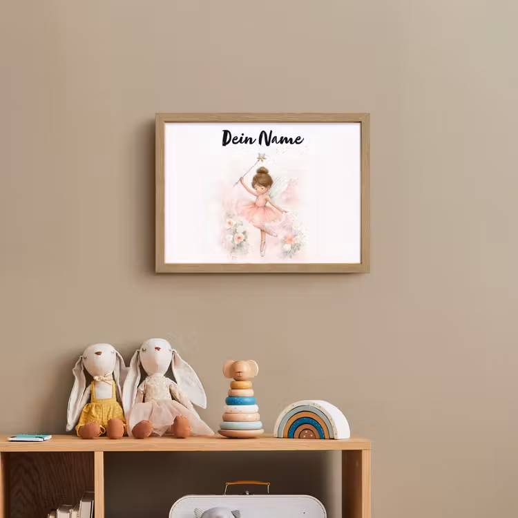 Ballerina - Fee - Bloemen - Roze Light Box met batterij (Wandlamp kind) middel -sfeer2_kind