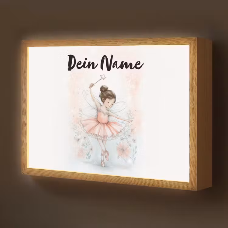 Ballerina - Fee - Roze Light Box met batterij (Wandlamp kind) middel -z3d_website