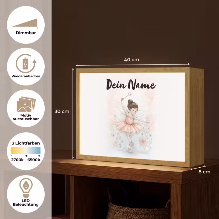 Ballerina - Fee - Roze Light Box met batterij (Wandlamp kind) middel -USP_websiteoverzichtDE