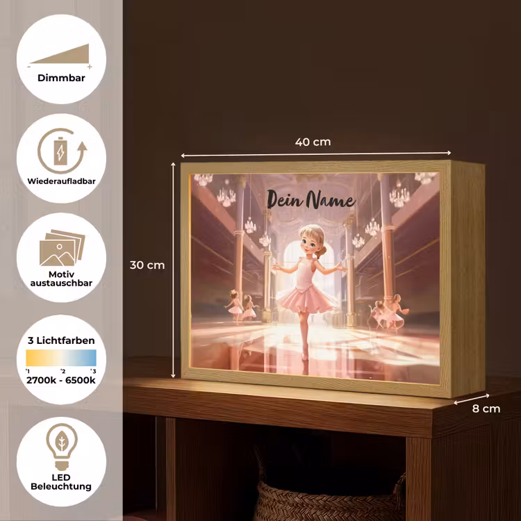 Ballerina - Meisjes - Roze - Kinderen Light Box met batterij (Wandlamp kind) middel -USP_websiteoverzichtDE