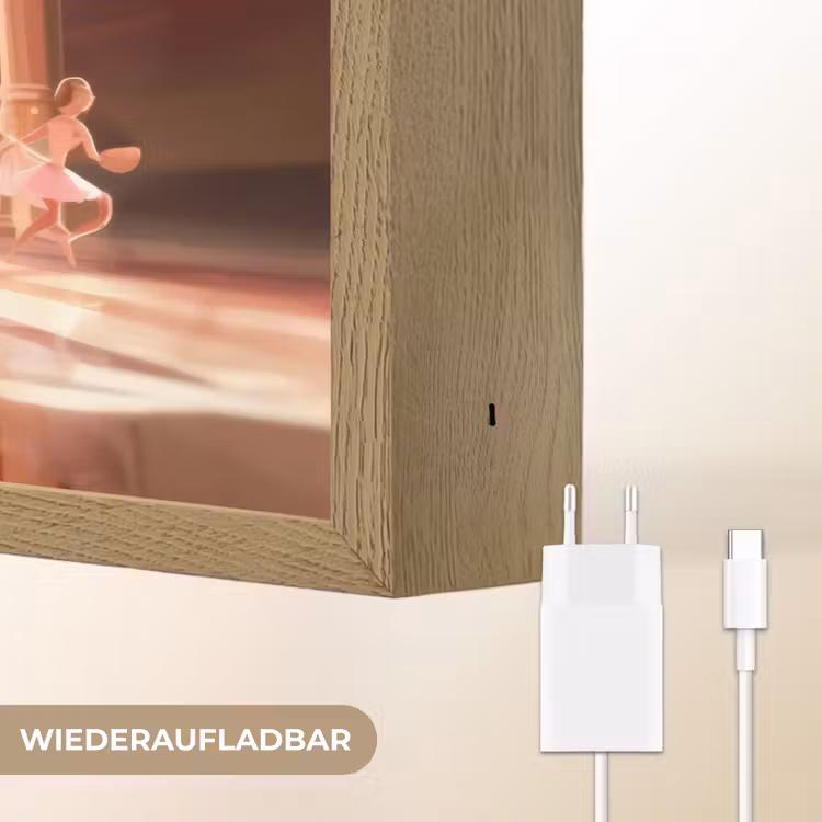 Ballerina - Meisjes - Roze - Kinderen Light Box met batterij (Wandlamp kind) middel -USP_websiteoplaadbaarDE
