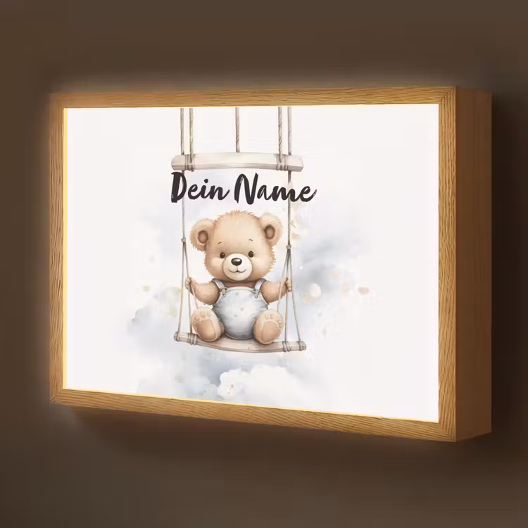 Beer - Baby - Dier - Kinderen Light Box met batterij (Wandlamp kind) middel -z3d_website