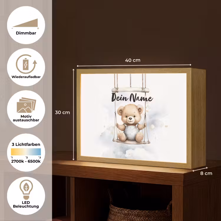 Beer - Baby - Dier - Kinderen Light Box met batterij (Wandlamp kind) middel -USP_websiteoverzichtDE