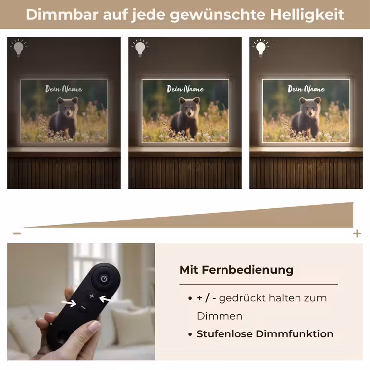 Beer - Bloemenveld - Gras Light Box met batterij (Wandlamp kind) middel -USP_dimbaarDE