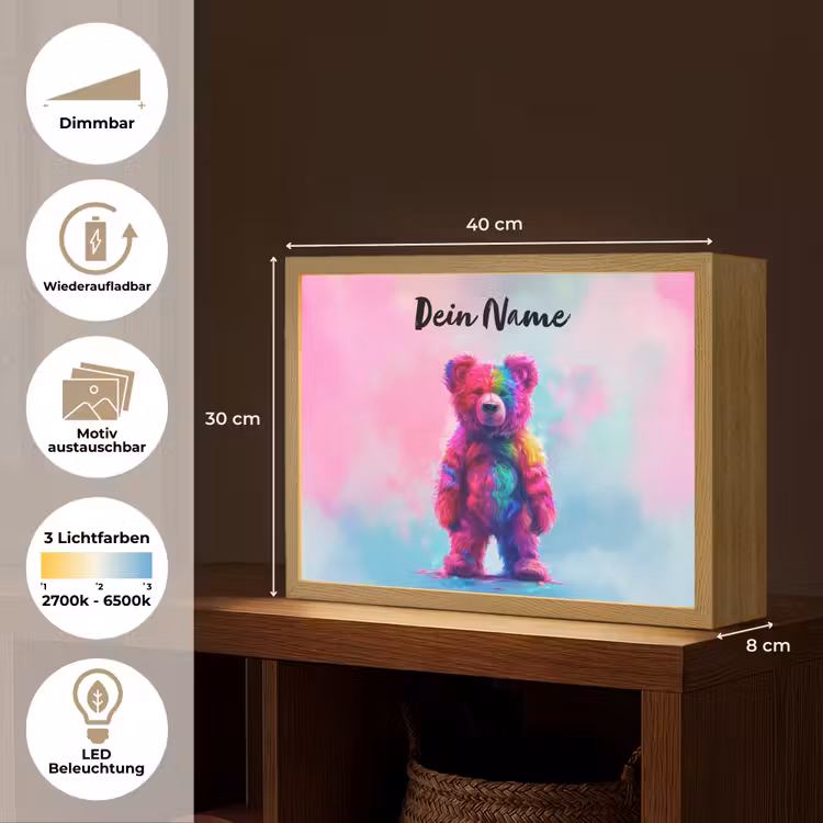 Beer - Kleurrijk - Dier Light Box met batterij (Wandlamp kind) middel -USP_websiteoverzichtDE