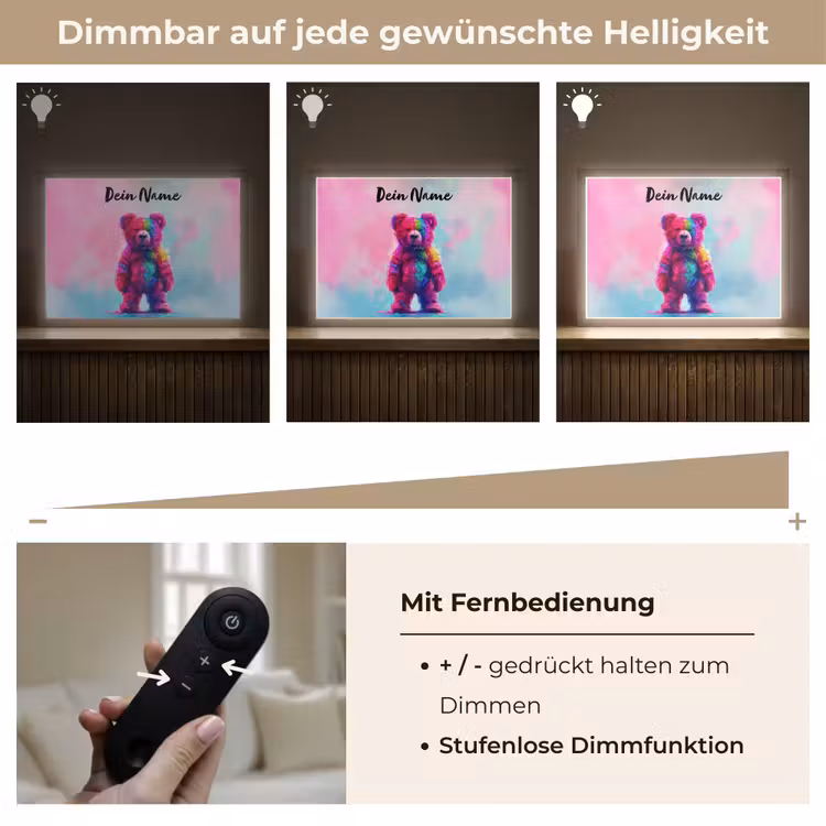Beer - Kleurrijk - Dier Light Box met batterij (Wandlamp kind) middel -USP_dimbaarDE