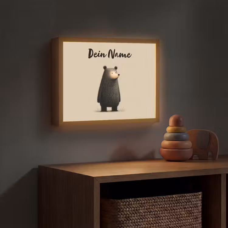 Beer - Donkerbruin - Minimalistisch Light Box met batterij (Wandlamp kind) middel -sfeer5_kind