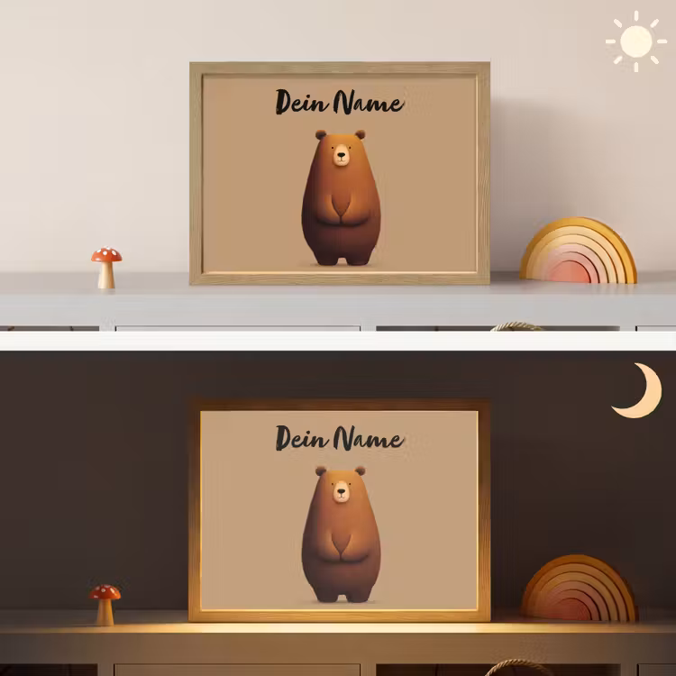 Beer - Minimalistisch - Bruin Light Box met batterij (Wandlamp kind) middel -sfeer3_kind