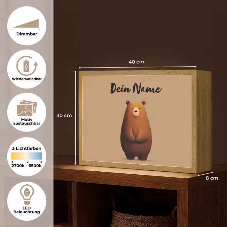 Beer - Minimalistisch - Bruin Light Box met batterij (Wandlamp kind) middel -USP_websiteoverzichtDE