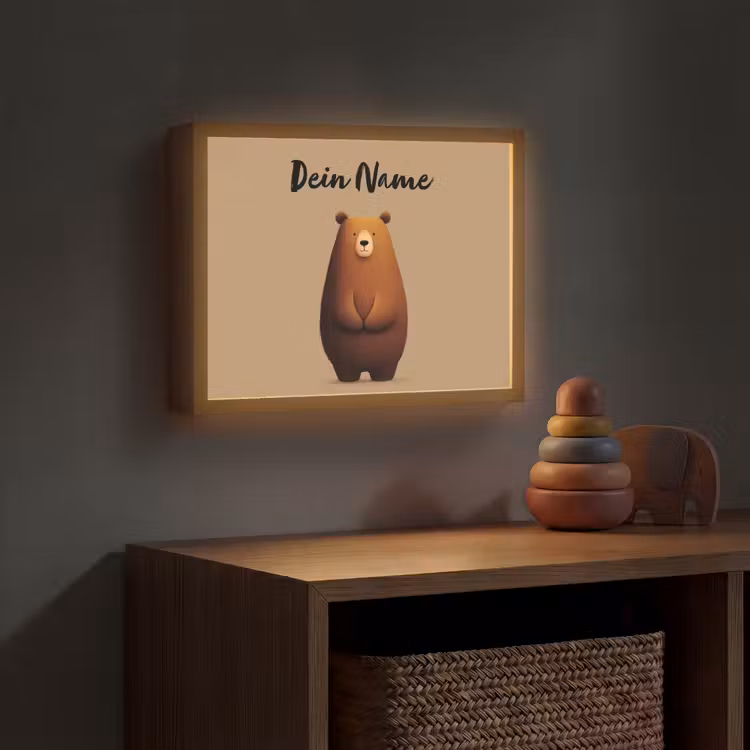 Beer - Minimalistisch - Bruin Light Box met batterij (Wandlamp kind) middel -sfeer5_kind