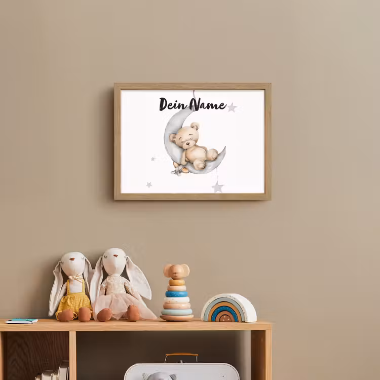 Beer - Maan - Sterren - Kinderen Light Box met batterij (Wandlamp kind) middel -sfeer2_kind