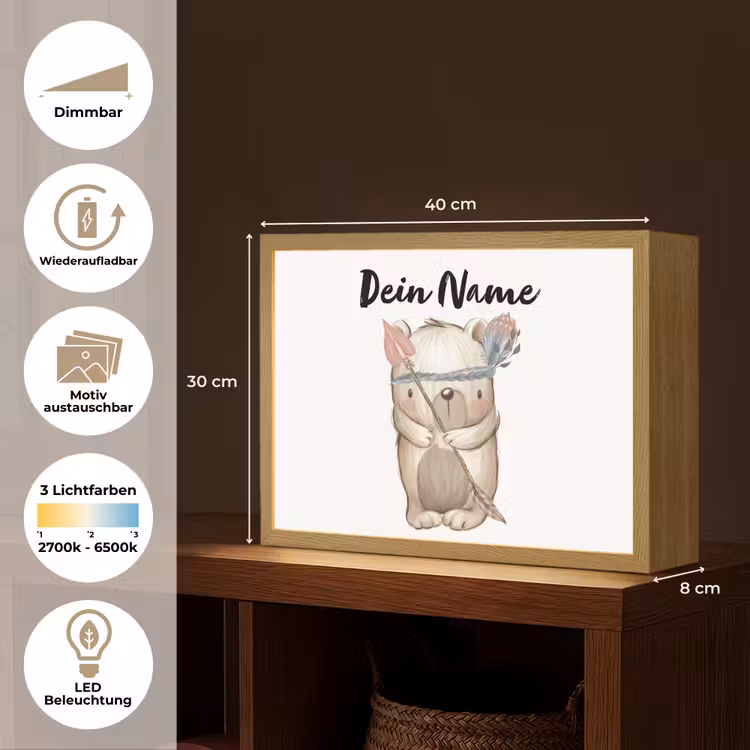 Beer - Dier - Bosdieren Light Box met batterij (Wandlamp kind) middel -USP_websiteoverzichtDE