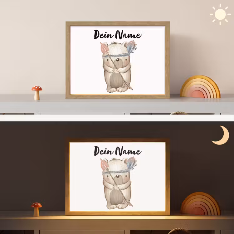 Beer - Dier - Bosdieren Light Box met batterij (Wandlamp kind) middel -sfeer3_kind