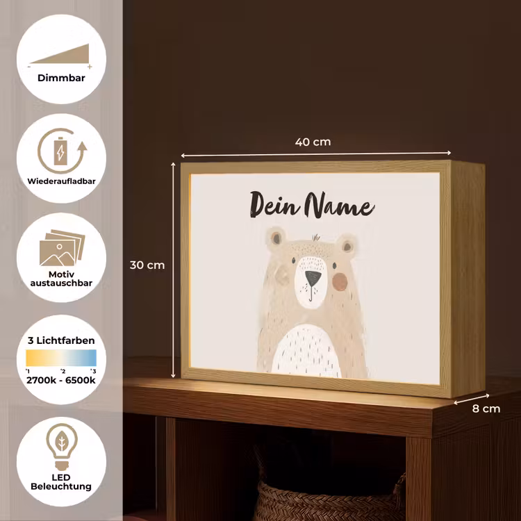 Beer - Dier - Wilde dieren Light Box met batterij (Wandlamp kind) middel -USP_websiteoverzichtDE