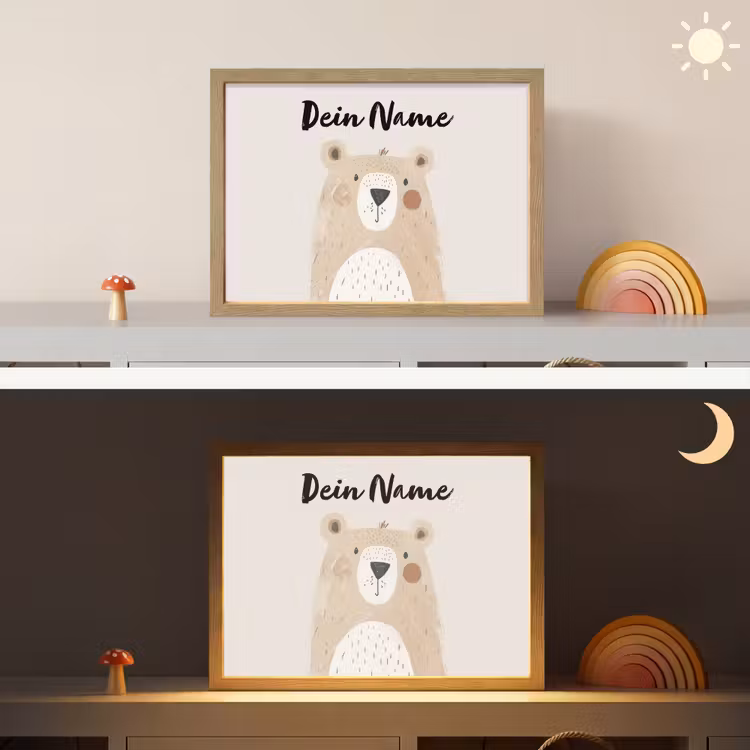 Beer - Dier - Wilde dieren Light Box met batterij (Wandlamp kind) middel -sfeer3_kind