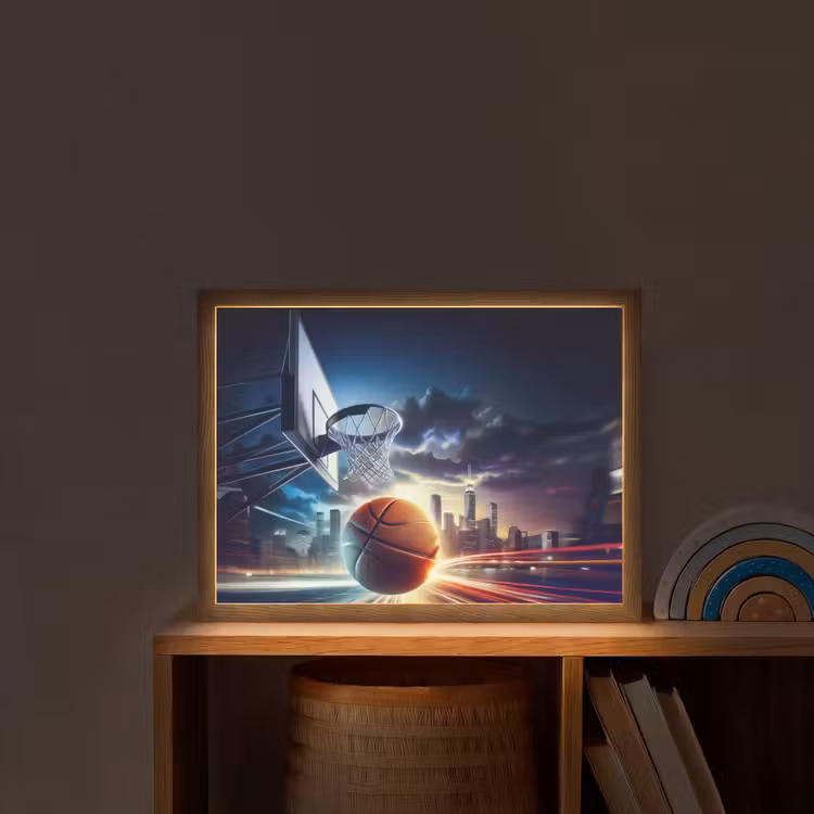 Basketbal - Sport  - Basket - Stad Light Box met batterij (Wandlamp kind) middel -sfeer1_kind
