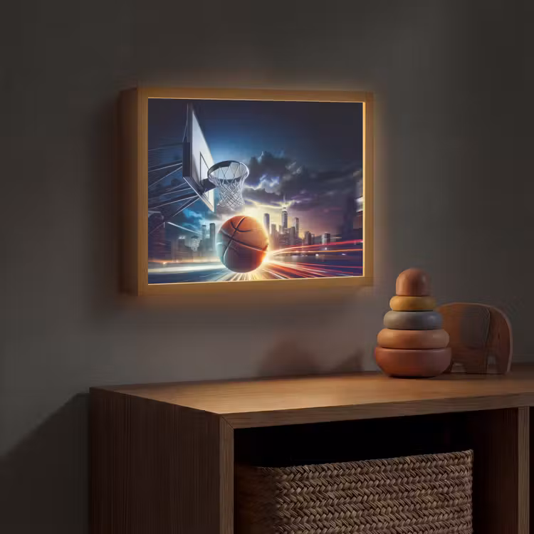 Basketbal - Sport  - Basket - Stad Light Box met batterij (Wandlamp kind) middel -sfeer5_kind