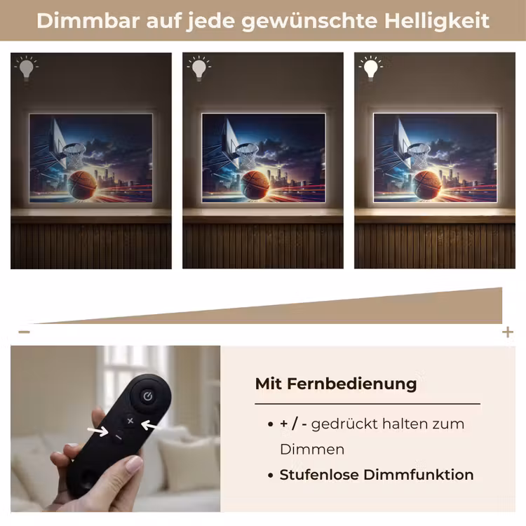 Basketbal - Sport  - Basket - Stad Light Box met batterij (Wandlamp kind) middel -USP_dimbaarDE