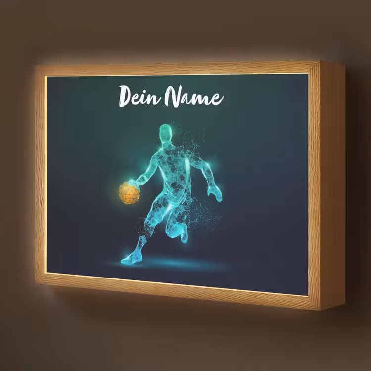 Basketbalspeler - Digitaal - Groen - Blauw Light Box met batterij (Wandlamp kind) middel -z3d_website