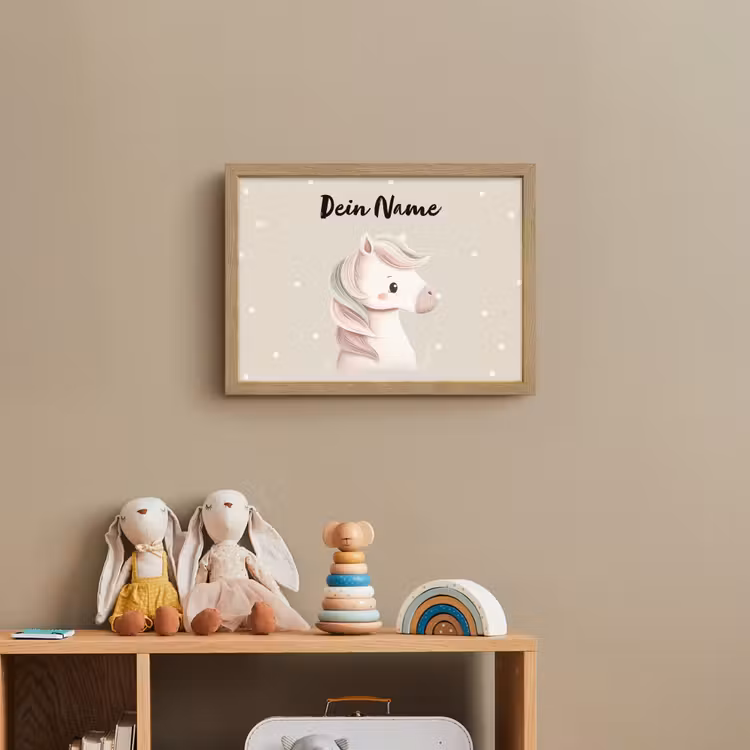 Beige - Pony - Manen - Stippen Light Box met batterij (Wandlamp kind) middel -sfeer2_kind