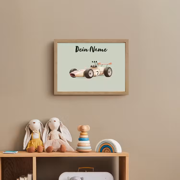 Beige - Raceauto - Groen Light Box met batterij (Wandlamp kind) middel -sfeer2_kind