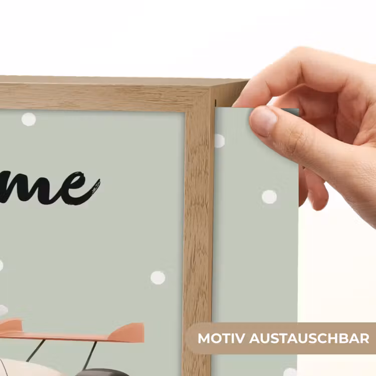 Beige - Raceauto - Stippen - Wielen Light Box met batterij (Wandlamp kind) middel -USP_websiteprintDE