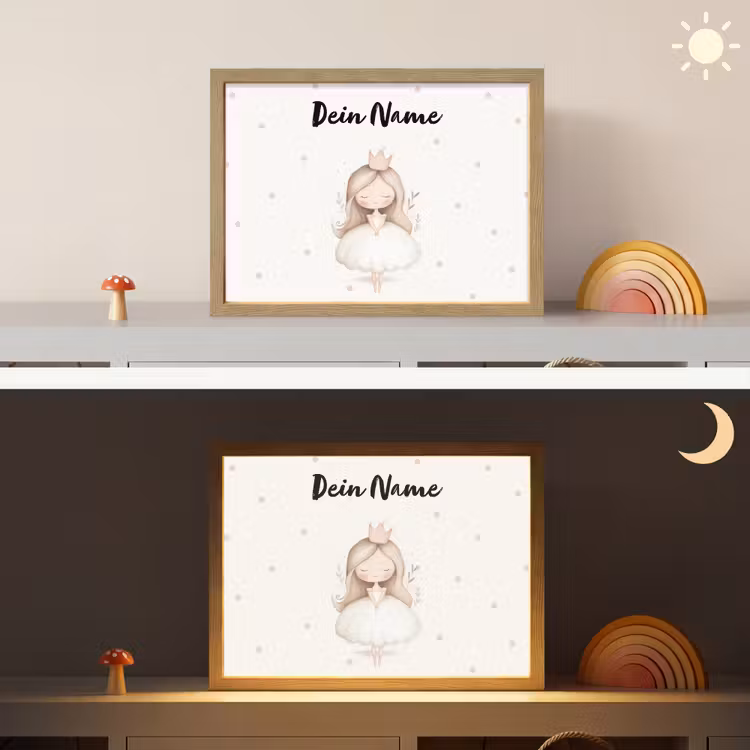 Blaadjes - Ballerina - Stippen - Kroon Light Box met batterij (Wandlamp kind) middel -sfeer3_kind