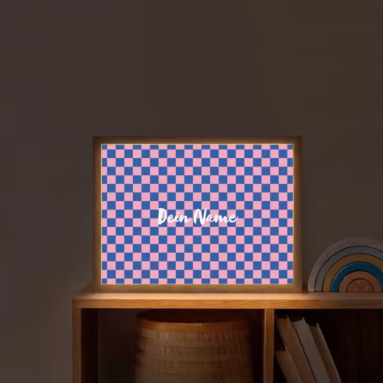 Blokjes - Blauw - Roze Light Box met batterij (Wandlamp kind) middel -sfeer1_kind