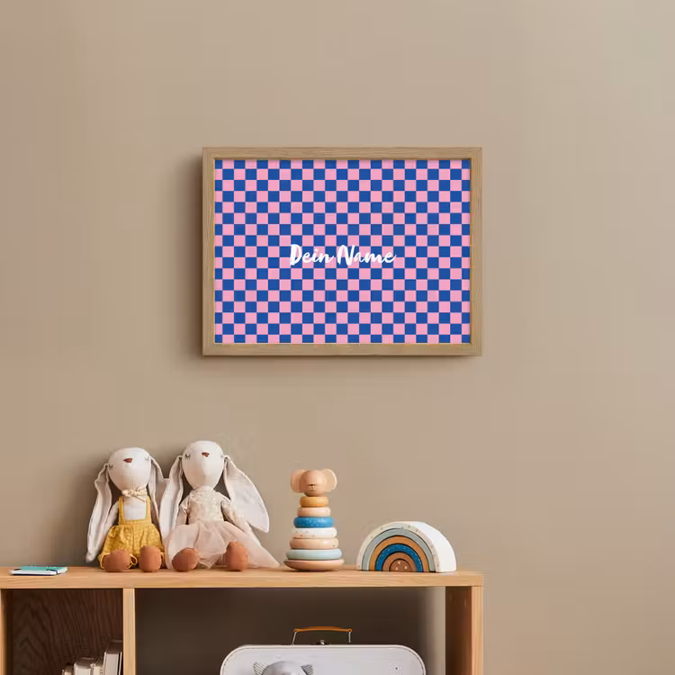 Blokjes - Blauw - Roze Light Box met batterij (Wandlamp kind) middel -sfeer2_kind