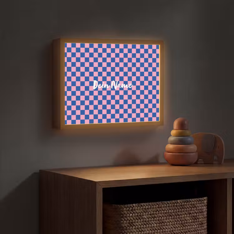 Blokjes - Blauw - Roze Light Box met batterij (Wandlamp kind) middel -sfeer5_kind