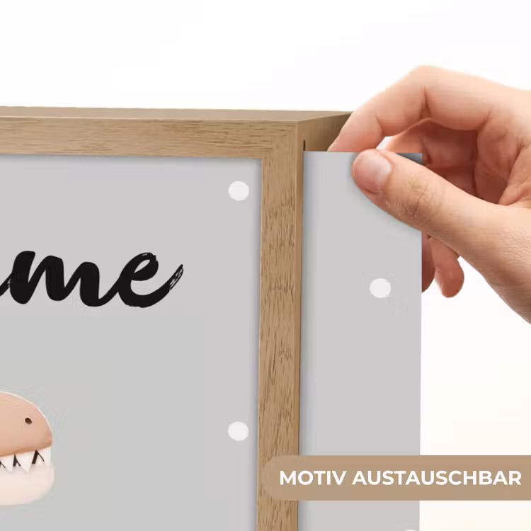 Bloemen - Blauw - Stippen - Dino Light Box met batterij (Wandlamp kind) middel -USP_websiteprintDE