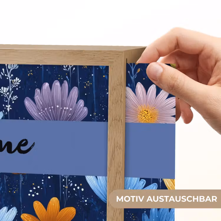 Bloemen - Patroon - Blauw Light Box met batterij (Wandlamp kind) middel -USP_websiteprintDE