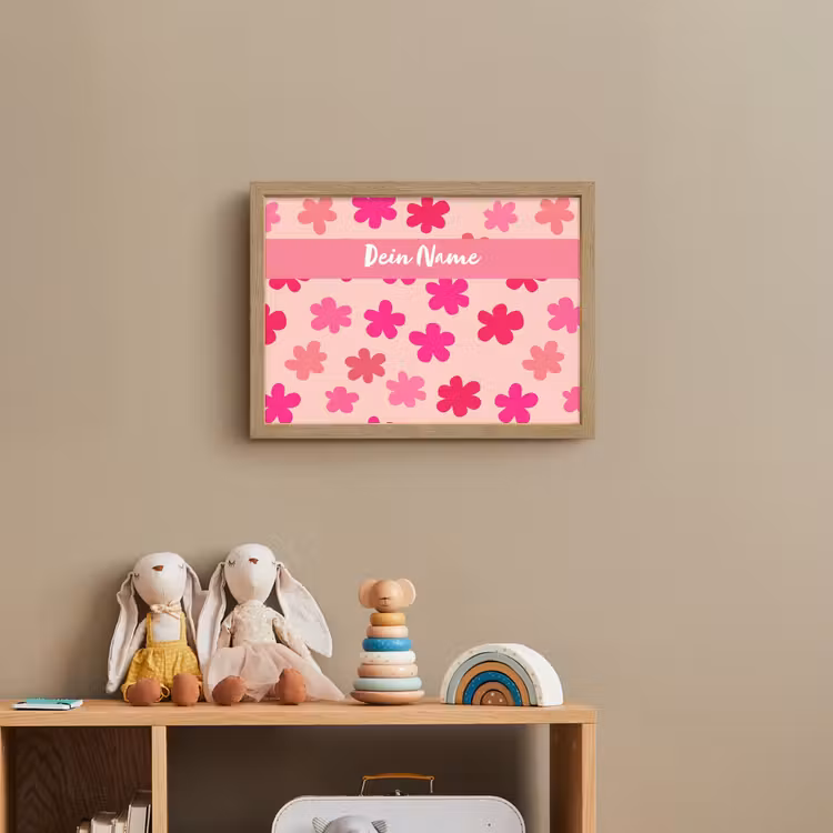 Bloemen - Patroon - Roze Light Box met batterij (Wandlamp kind) middel -sfeer2_kind
