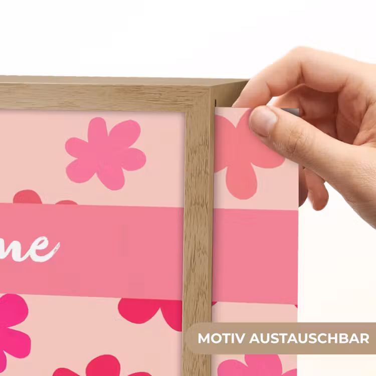 Bloemen - Patroon - Roze Light Box met batterij (Wandlamp kind) middel -USP_websiteprintDE