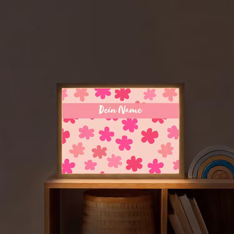 Bloemen - Patroon - Roze Light Box met batterij (Wandlamp kind) middel -sfeer1_kind
