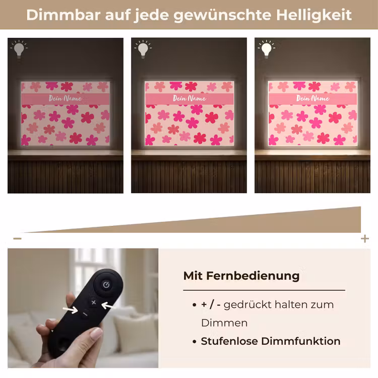Bloemen - Patroon - Roze Light Box met batterij (Wandlamp kind) middel -USP_dimbaarDE