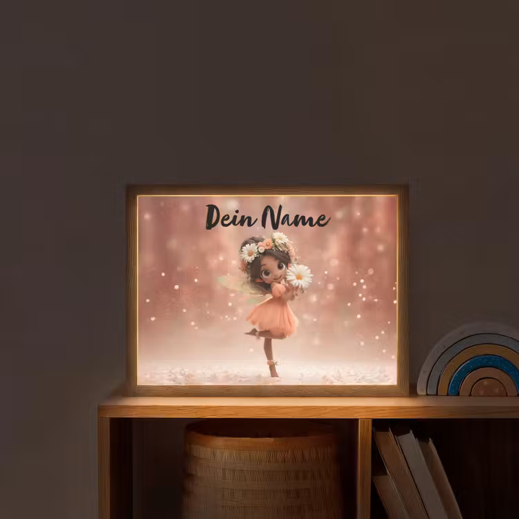 Bloemenfee - Roze - Meisje Light Box met batterij (Wandlamp kind) middel -sfeer1_kind