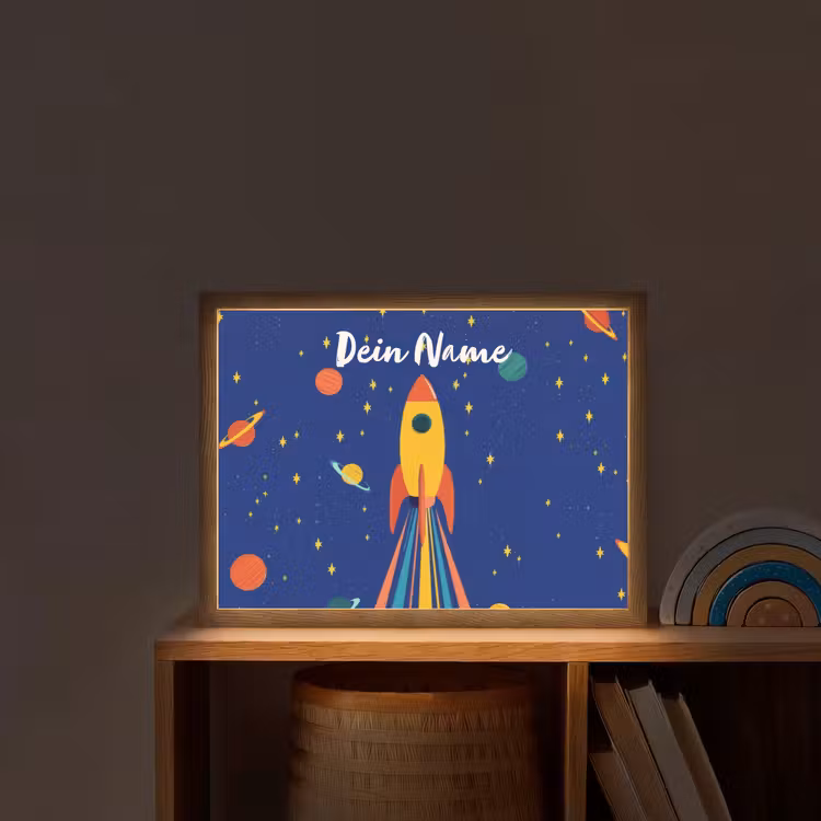 Kleurrijk - Raket - Ruimte Light Box met batterij (Wandlamp kind) middel -sfeer1_kind