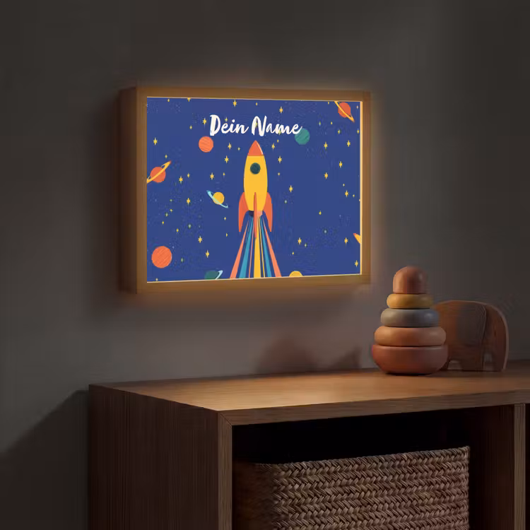 Kleurrijk - Raket - Ruimte Light Box met batterij (Wandlamp kind) middel -sfeer5_kind