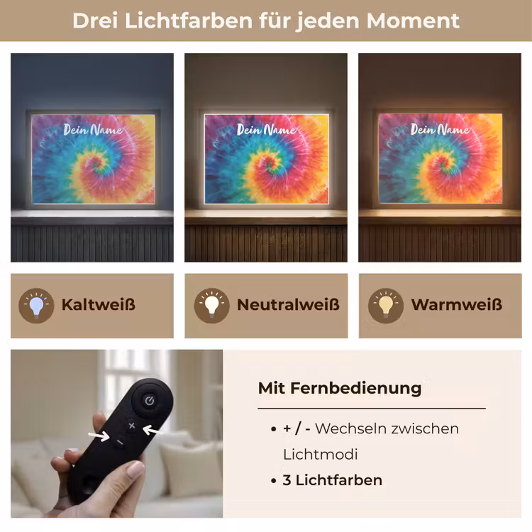 Kleurrijk - Regenboog - Spiraal Light Box met batterij (Wandlamp kind) middel -USP_lichtkleurDE